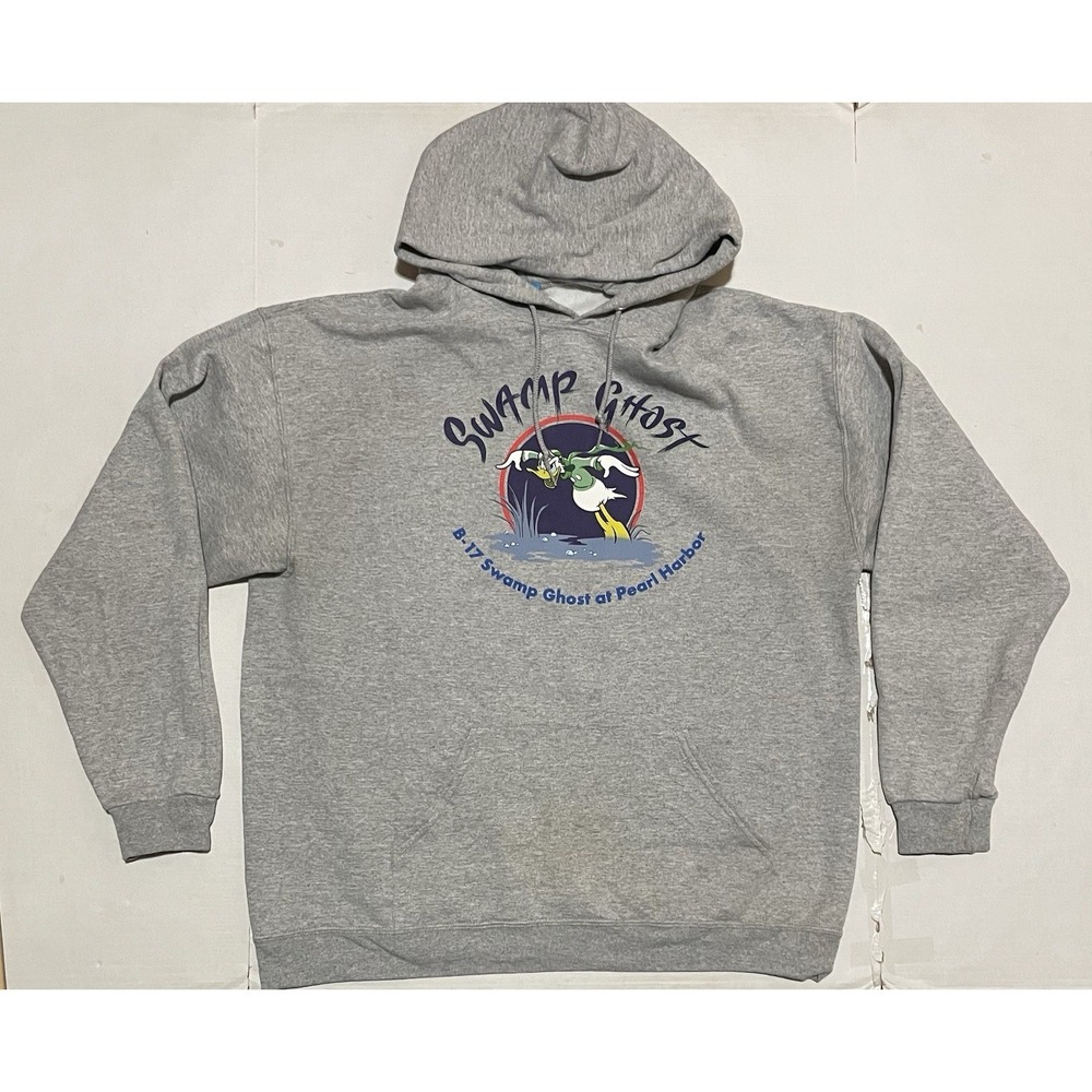 Disney Swamp Ghost Gray Donald Duck Pearl Harbor Hoodie Size XL‎ Sweatshirt